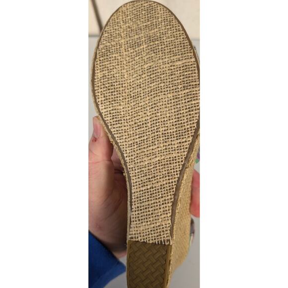 TOMS Women's Casual Wedge Sandals Blue Stripe Fabric Ankle Strap Platform Size 9 - Picture 8 of 9